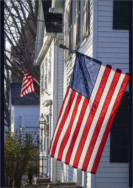 USA, Connecticut, Essex, US flag