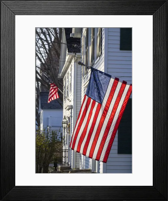 Framed Print : USA, Connecticut, Essex, US flag Framed Print : USA, Connecticut, Essex, US flag