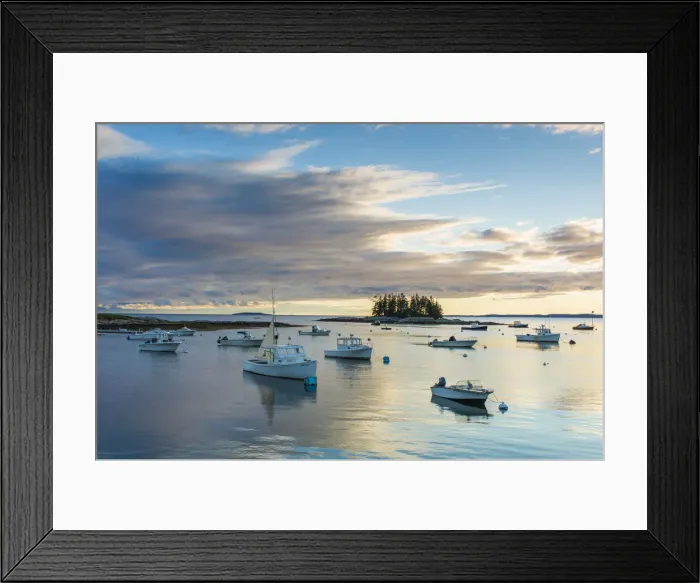 Framed Print : USA, Maine, Newagen harbor view by The Cuckolds islands Framed Print : USA, Maine, Newagen harbor view by The Cuckolds islands