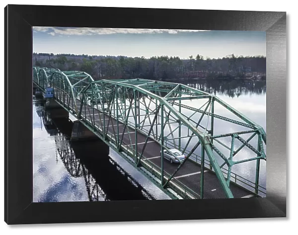 USA, Maine, Richmond, elevated view of the old Kennebec River Bridge