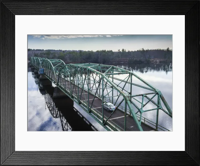 Framed Print : USA, Maine, Richmond, elevated view of the old Kennebec River Bridge