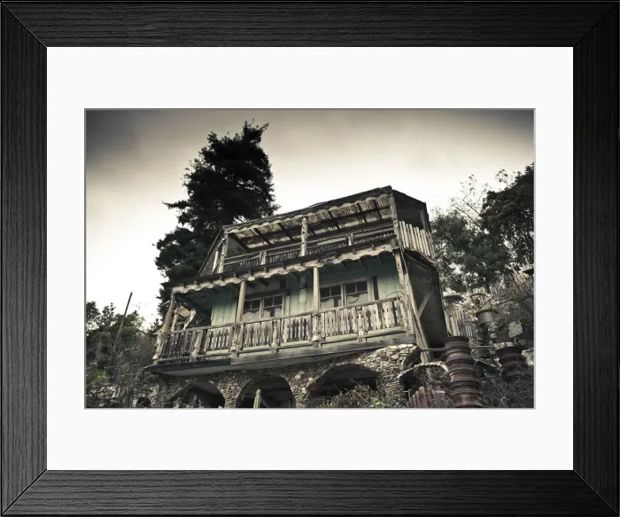 Framed Print : USA, California, Southern California, Cambria, Nit Wit Ridge, house built of junk by A Framed Print : USA, California, Southern California, Cambria, Nit Wit Ridge, house built of junk by A