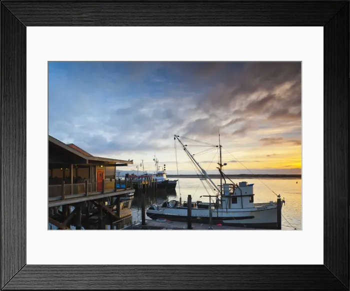 Framed Print : USA, California, Southern California, Morro Bay, harbor, dusk