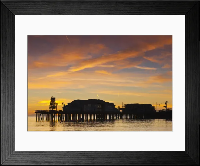 Framed Print : USA, California, Southern California, Santa Barbara, Stearns Wharf, dawn