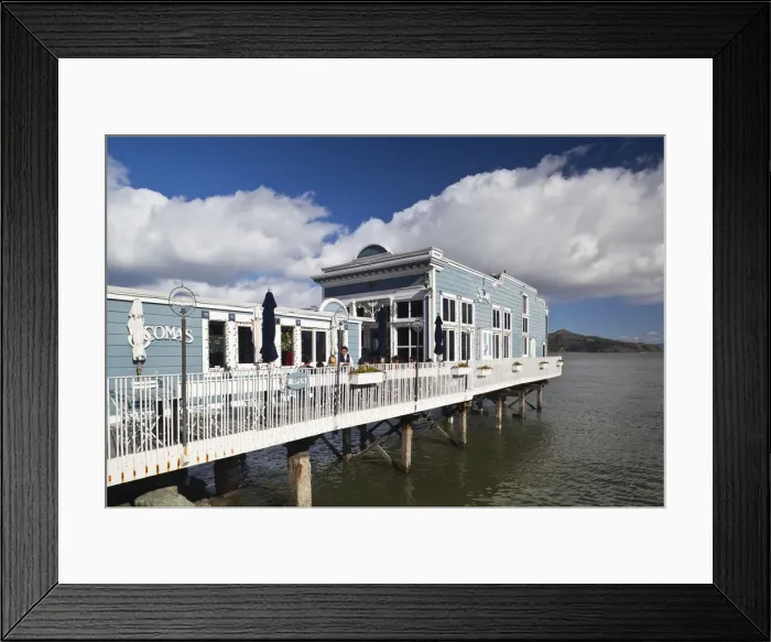 Framed Print : USA, California, San Francisco Bay Area, Marin County, Sausalito, harborfront cafe Framed Print : USA, California, San Francisco Bay Area, Marin County, Sausalito, harborfront cafe