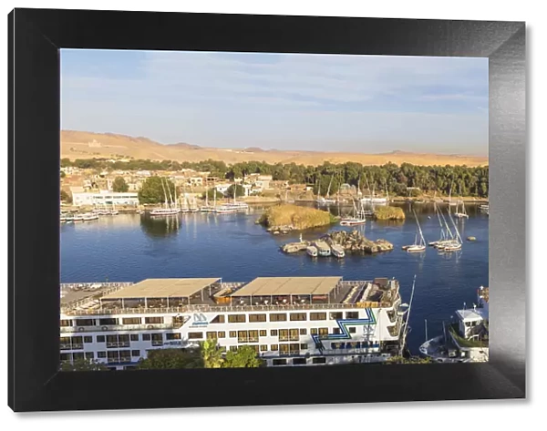 Egypt, Upper Egypt, Aswan, river cruise ships on River Nile