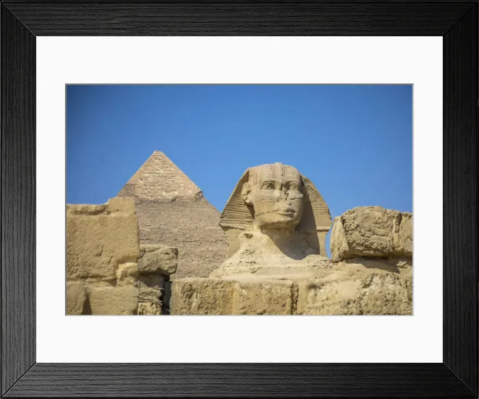 Framed Print : Sphinx and Pyramid of Khafre (Chephren), Pyramids of Giza, Giza, Cairo, Egypt