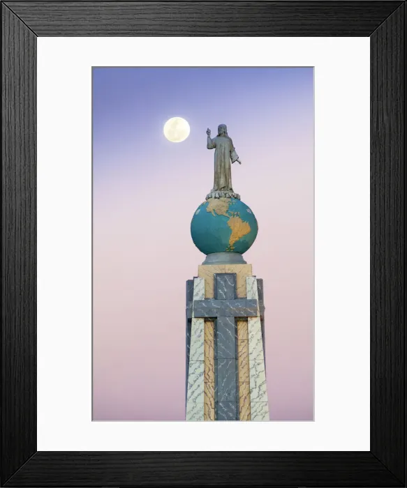 Framed Print : San Salvador, El Salvador, Full Moon, Dawn, Monument To The Divine Savior Of The World Framed Print : San Salvador, El Salvador, Full Moon, Dawn, Monument To The Divine Savior Of The World