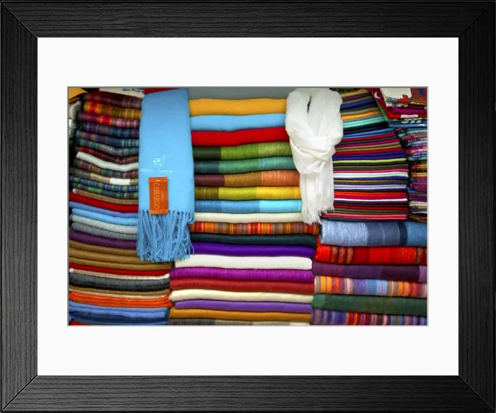 Framed Print : Hand Woven Alpaca Blankets And Shwals, For Sale At The Mercado Artesanal La Mariscal Framed Print : Hand Woven Alpaca Blankets And Shwals, For Sale At The Mercado Artesanal La Mariscal