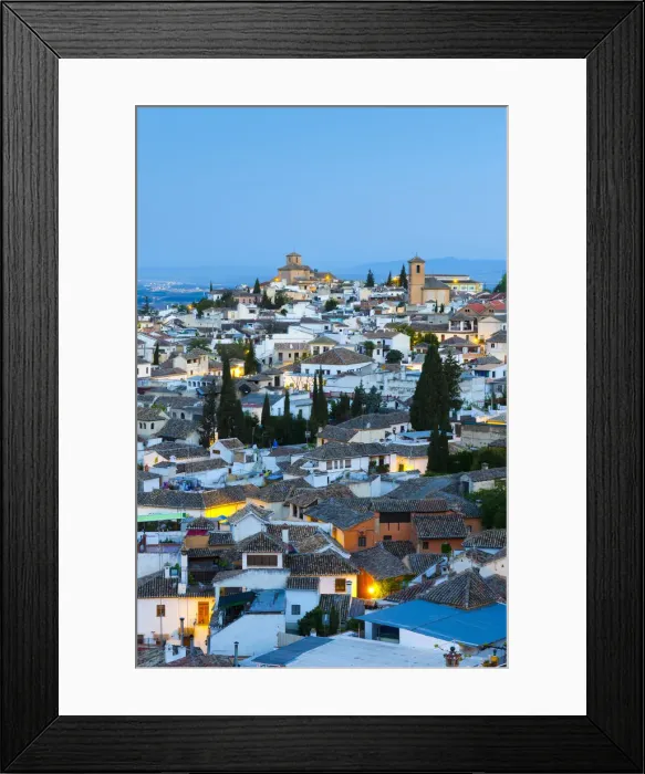 Framed Print : Spain, Andalucia, Granada Province, Granada, Sacromonte and Albaicin Districts, centre Framed Print : Spain, Andalucia, Granada Province, Granada, Sacromonte and Albaicin Districts, centre