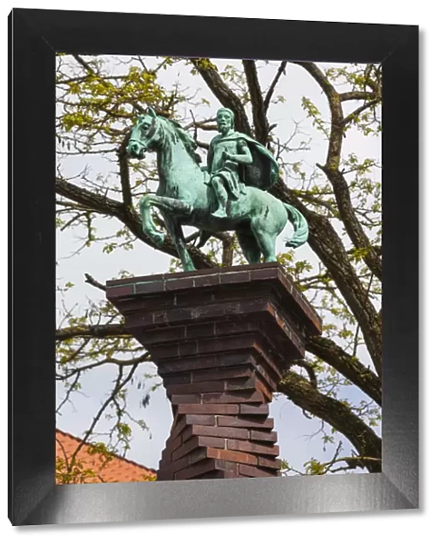 Denmark, Zealand, Naestved, Denmarks smallest equestrian statue of city founder