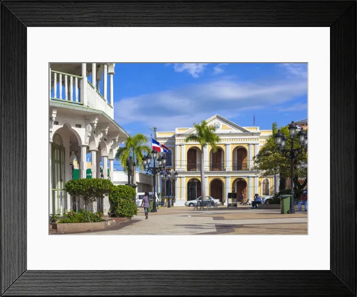 Framed Print : Dominican Republic, Puerto Plata, Victorian gingerbread buildings surrounding Central Framed Print : Dominican Republic, Puerto Plata, Victorian gingerbread buildings surrounding Central