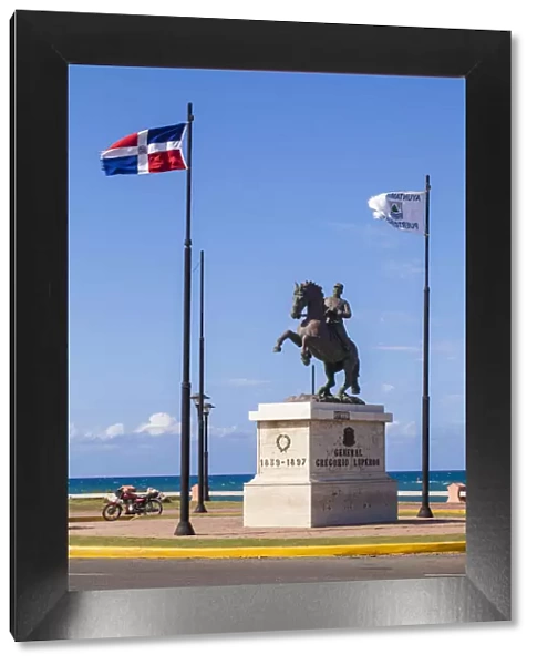Dominican Republic, Puerto Plata, Statue of General Gregorio Luperon on horse, near
