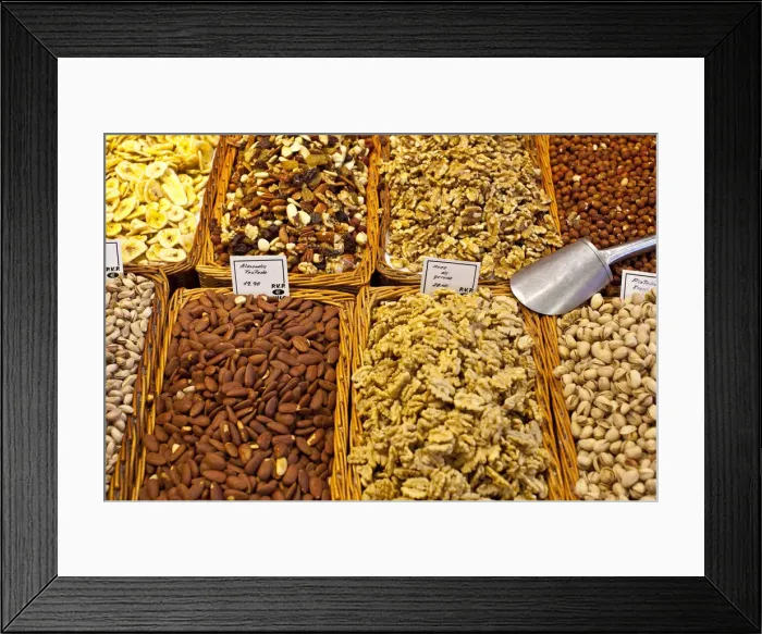Framed Print : Nuts for sale, La Boqueria Market, Barcelona, Spain Framed Print : Nuts for sale, La Boqueria Market, Barcelona, Spain