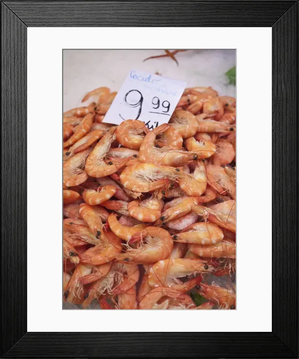 Framed Print : Prawns for sale, La Boqueria Market, Barcelona, Spain
