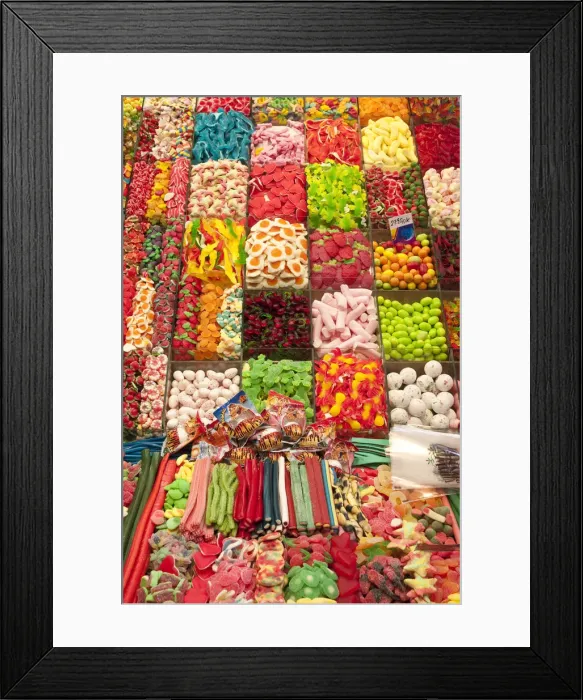 Framed Print : Sweets for sale, La Boqueria Market, Barcelona, Spain Framed Print : Sweets for sale, La Boqueria Market, Barcelona, Spain
