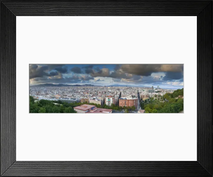 Framed Print : View over Barcelona city centre from Montjuic, Barcelona, Spain Framed Print : View over Barcelona city centre from Montjuic, Barcelona, Spain