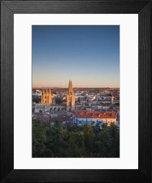 Framed Print : Spain, Castilla y Leon Region, Burgos Province, Burgos, Burgos Cathedral, elevated view