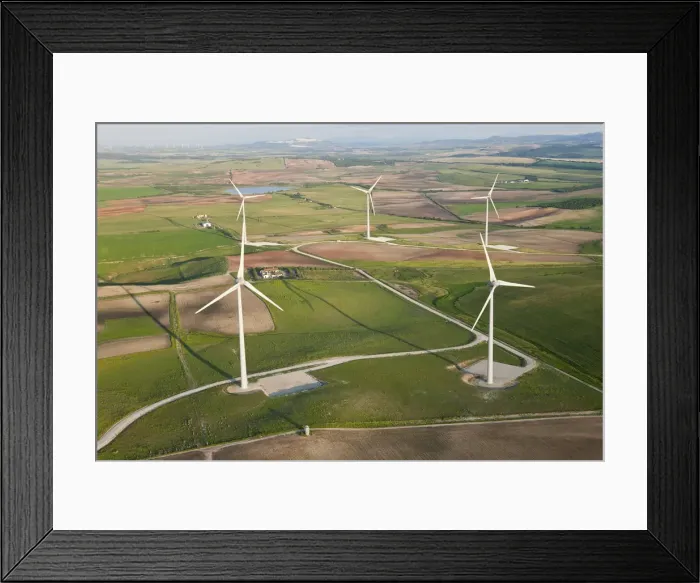 Framed Print : Aerial view of wind turbines, Andalucia, Spain