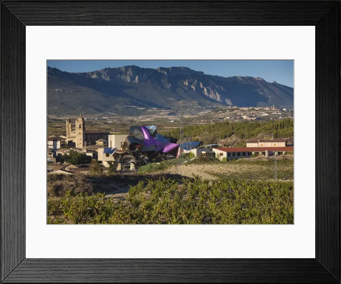 Framed Print : Spain, La Rioja Area, Alava Province, Elciego, elevated town view and Hotel Marques Framed Print : Spain, La Rioja Area, Alava Province, Elciego, elevated town view and Hotel Marques
