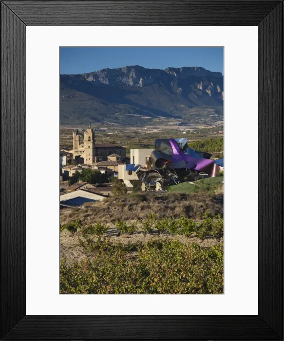 Framed Print : Spain, La Rioja Area, Alava Province, Elciego, elevated town view and Hotel Marques Framed Print : Spain, La Rioja Area, Alava Province, Elciego, elevated town view and Hotel Marques
