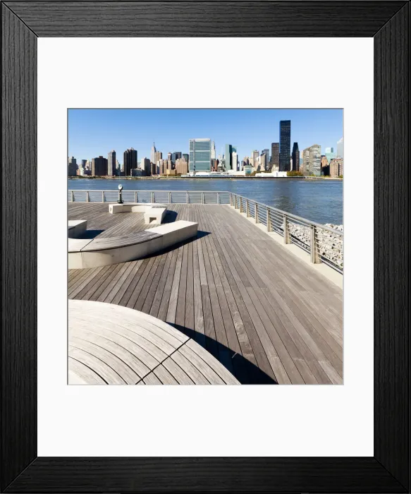 Framed Print : Skyline of Midtown Manhattan from Queens, showing the Chrysler Building and the UN Framed Print : Skyline of Midtown Manhattan from Queens, showing the Chrysler Building and the UN