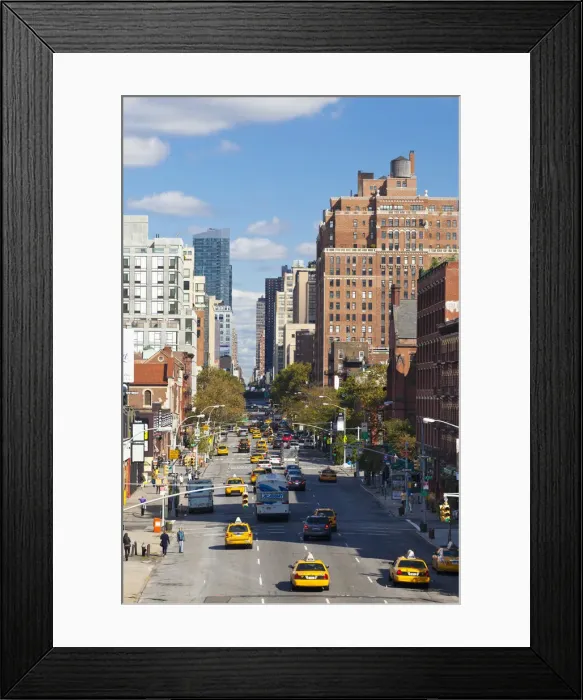 Framed Print : Midtown Manhattan, Typical Street scene alongside the elevated High Line Framed Print : Midtown Manhattan, Typical Street scene alongside the elevated High Line
