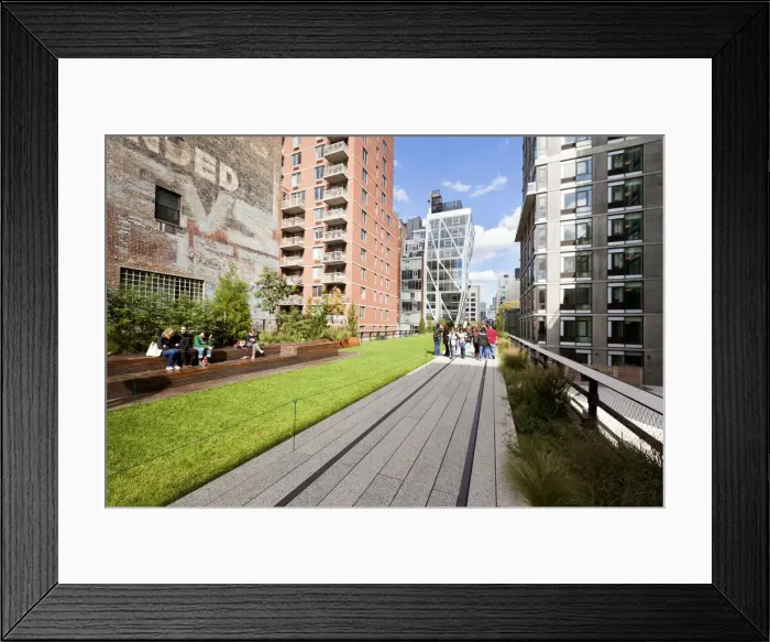 Framed Print : People walking on the High Line, a 1-mile New York City park on a section of former Framed Print : People walking on the High Line, a 1-mile New York City park on a section of former
