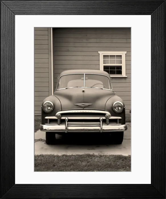 Framed Print : USA, Kansas, Classic Early 1950s Chevrolet, House, Drive Way