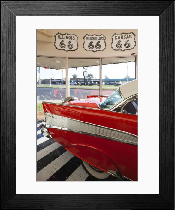 Framed Print : USA, Oklahoma, Clinton, Route 66 Museum, 1957 Chevrolet automobile