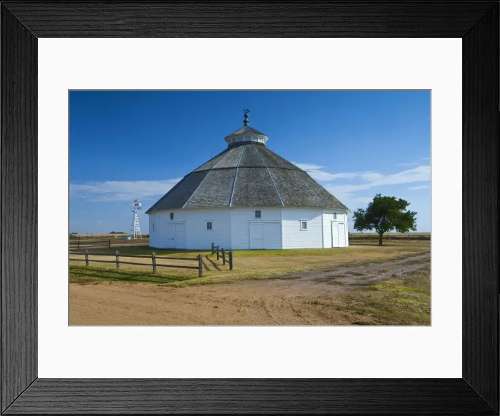 Framed Print : USA, Kansas, Mullinville, Fromme-Birney Round Barn, Restored, Built In 1917 Framed Print : USA, Kansas, Mullinville, Fromme-Birney Round Barn, Restored, Built In 1917