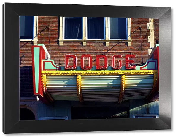 USA, Kansas, Dodge City, Dodge Theater Marquee, Historic District