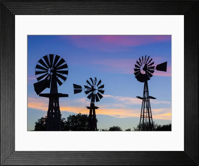 Framed Print : USA, Oklahoma, Elk City, vintage farm windmills Framed Print : USA, Oklahoma, Elk City, vintage farm windmills