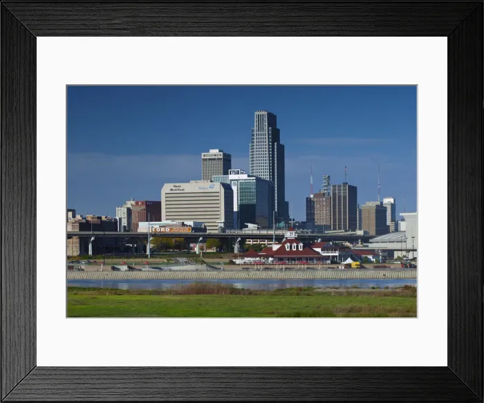 Framed Print : USA, Nebraska, Omaha, Skyline, Missouri River