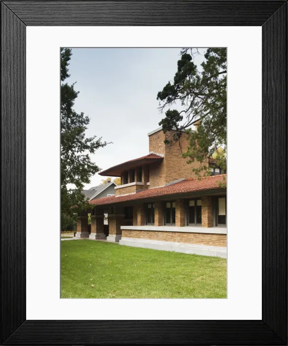 Framed Print : USA, Kansas, Wichita, Frank Lloyd Wright-Allen Lambe House Museum, prairie-style house Framed Print : USA, Kansas, Wichita, Frank Lloyd Wright-Allen Lambe House Museum, prairie-style house