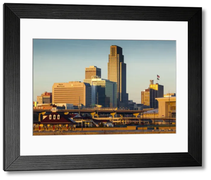 Framed Print : USA, Nebraska, Omaha, skyline from teh Missouri River Framed Print : USA, Nebraska, Omaha, skyline from teh Missouri River