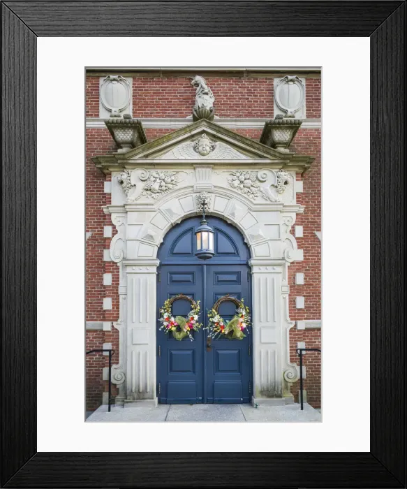 Framed Print : USA, Delaware, Lewes, Zwaanendael Museum, Dutch-style building built in 1931, doorway Framed Print : USA, Delaware, Lewes, Zwaanendael Museum, Dutch-style building built in 1931, doorway