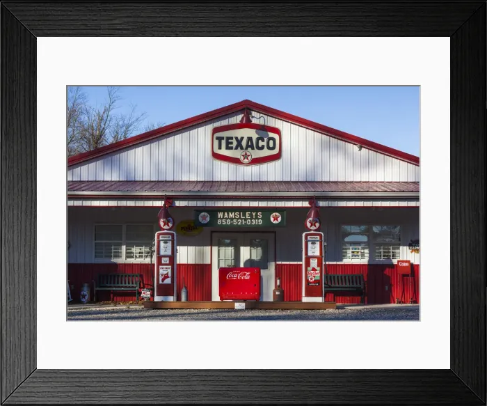 Framed Print : USA, New Jersey, Elmer, old Texaco gas station Framed Print : USA, New Jersey, Elmer, old Texaco gas station