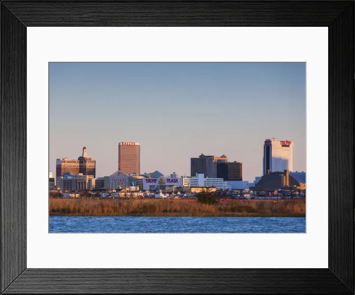 Framed Print : USA, New Jersey, Atlantic City, skyline from the west, dusk Framed Print : USA, New Jersey, Atlantic City, skyline from the west, dusk