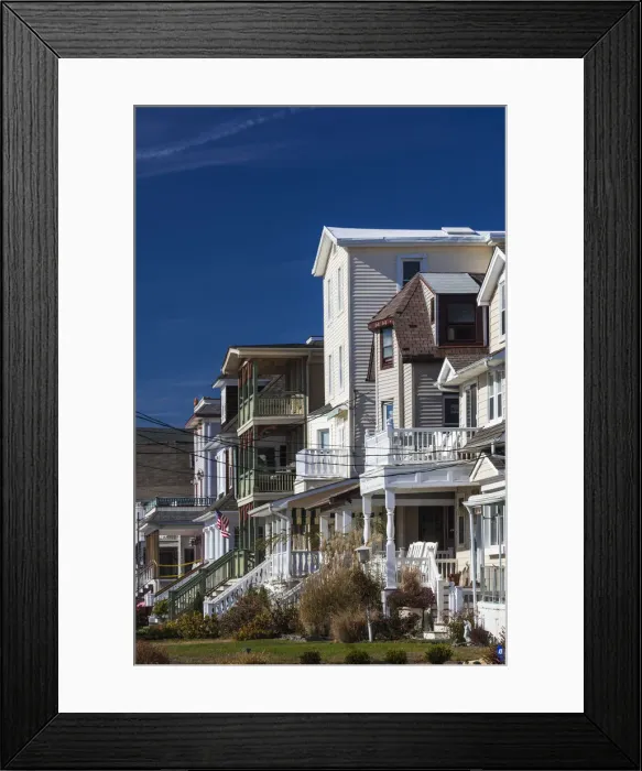 Framed Print : USA, New Jersey, Ocean Grove, beachfront houses Framed Print : USA, New Jersey, Ocean Grove, beachfront houses