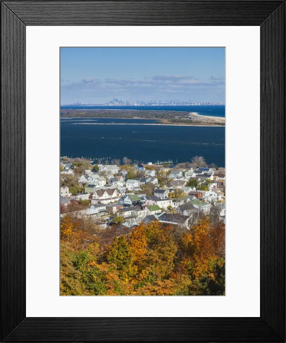 Framed Print : USA, New Jersey, Highlands, elevated view towards Sandy Hook and Manhatttan Framed Print : USA, New Jersey, Highlands, elevated view towards Sandy Hook and Manhatttan