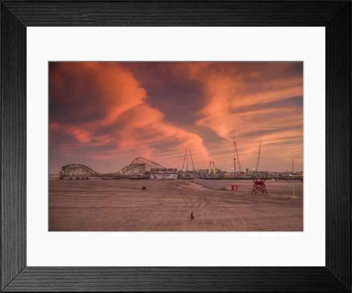 Framed Print : USA, New Jersey, The Jersey Shore, Wildwoods, Wildwoods Beach, roller coaster, sunset Framed Print : USA, New Jersey, The Jersey Shore, Wildwoods, Wildwoods Beach, roller coaster, sunset