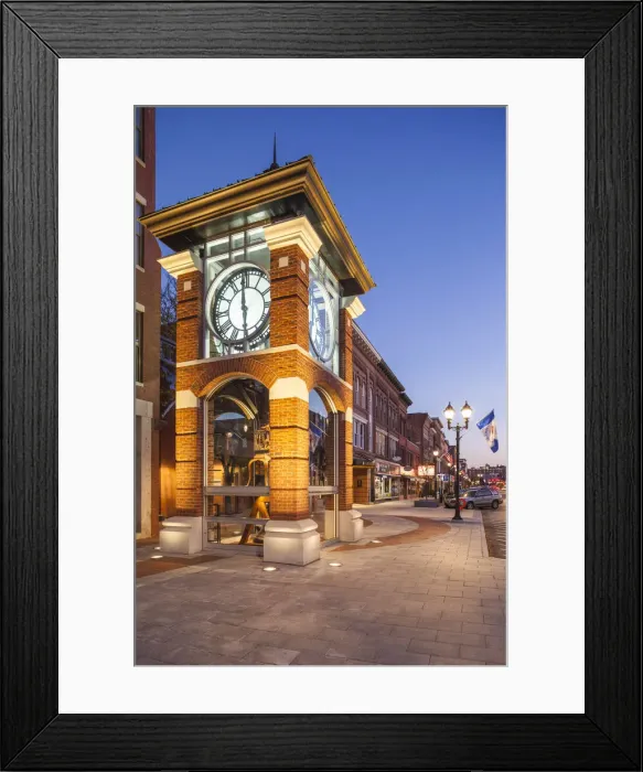 Framed Print : USA, New England, New Hampshire, Concord, Main Street and clocktower, dusk Framed Print : USA, New England, New Hampshire, Concord, Main Street and clocktower, dusk