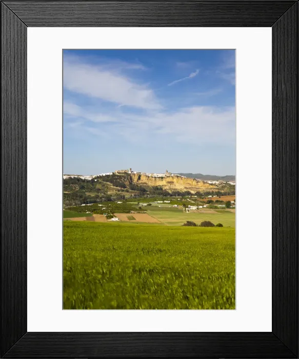 Framed Print : Church bell towers & whitewashed houses, Arcos De la Fontera, Cadiz Province, Andalusia