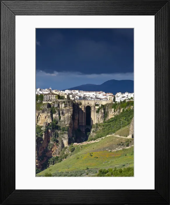 Framed Print : Moody storm clouds & contrasty light over Puento Nuevo & the White Village of Ronda Framed Print : Moody storm clouds & contrasty light over Puento Nuevo & the White Village of Ronda