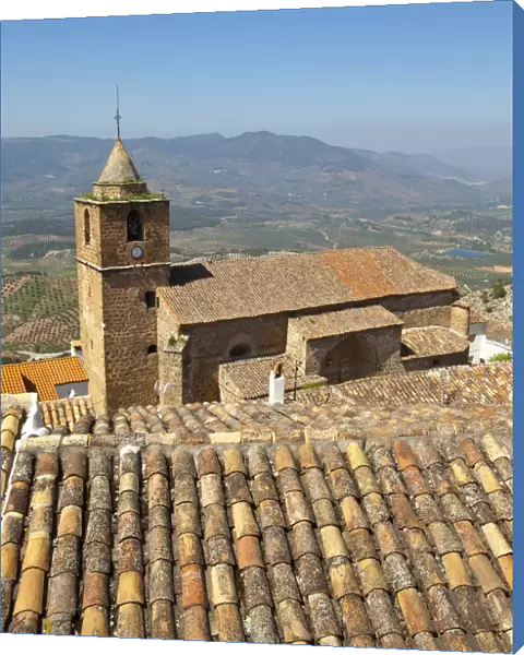 Church Spire and roof tops, Segura de la Sierra, Jaen Province, Andalusia, Spain