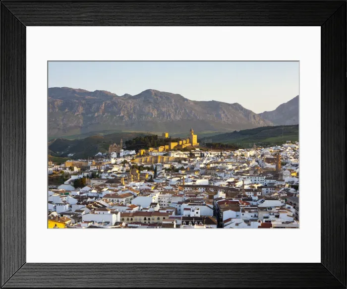 Framed Print : Moorish Alcazaba (castle) & city overview at sunset, Antequera, Malaga Province, Andalusia