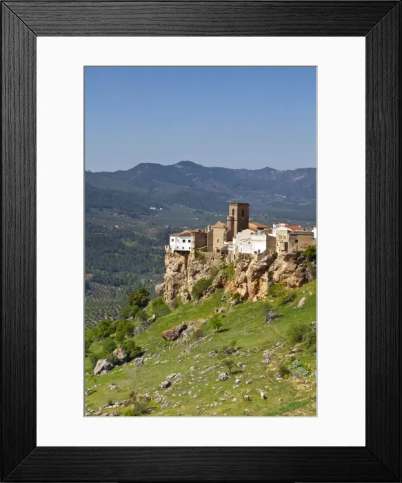 Framed Print : Elevated view over the fortified hilltop village of Hornos, Hornos, Jaen Province