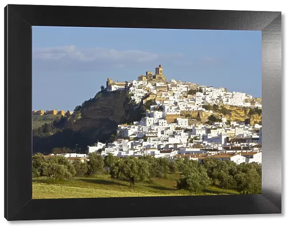 Church bell towers & whitewashed houses, Arcos De la Fontera, Cadiz Province, Andalusia