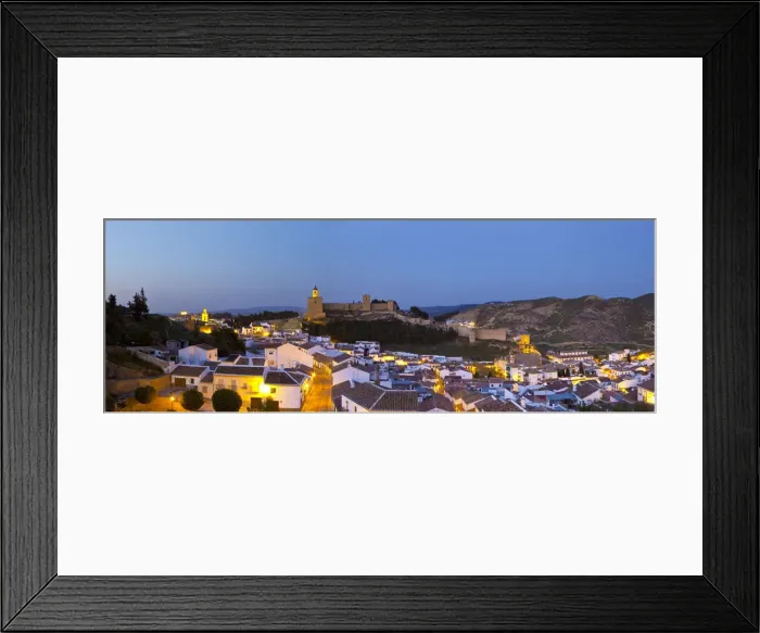 Framed Print : Moorish Alcazaba (castle) & city overview illuminated at dusk, Antequera, Malaga Province Framed Print : Moorish Alcazaba (castle) & city overview illuminated at dusk, Antequera, Malaga Province